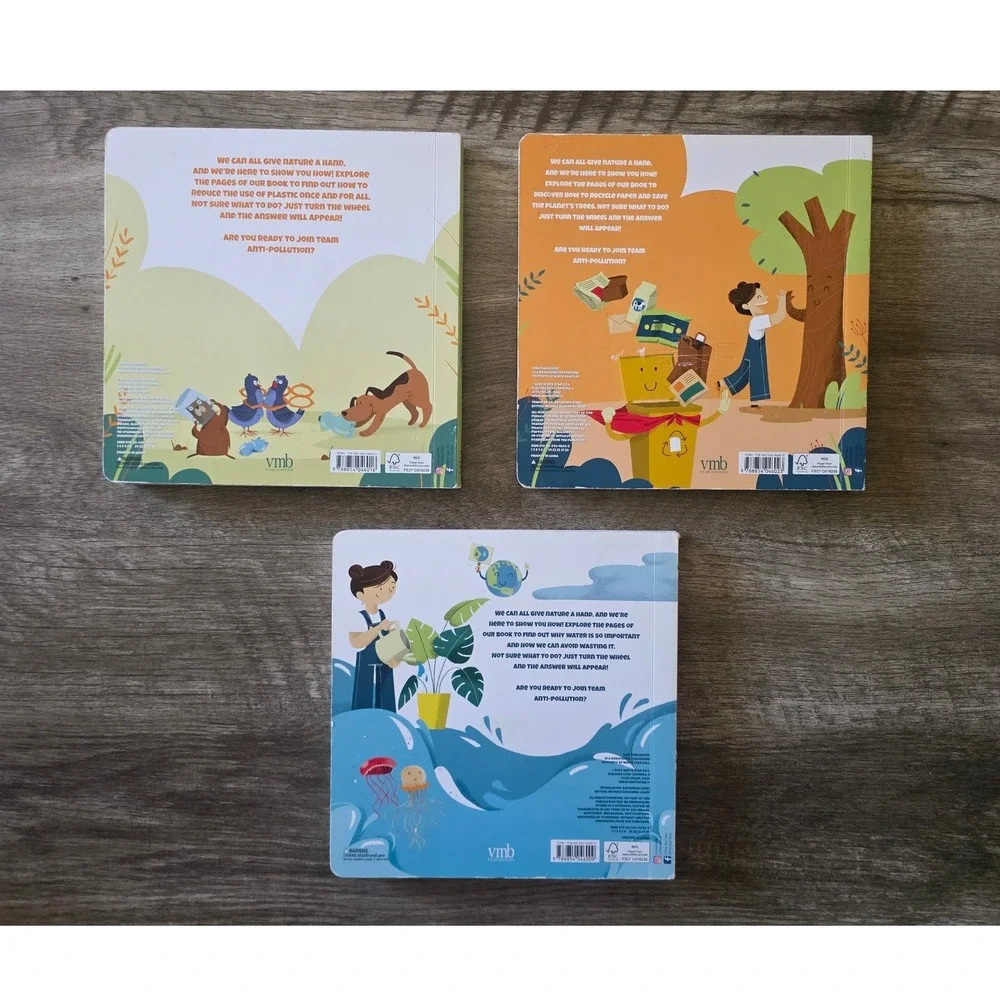 Save the Planet Turn the Wheel 3 Board Book Set Plastic Paper Water